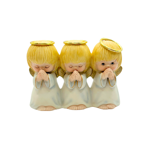 VTG Three Praying Angels "Peeking Naughty Angel"  Ceramic Hallmark Figurine