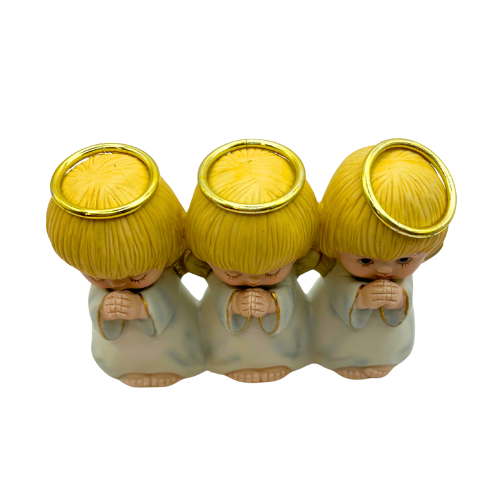 VTG Three Praying Angels "Peeking Naughty Angel"  Ceramic Hallmark Figurine