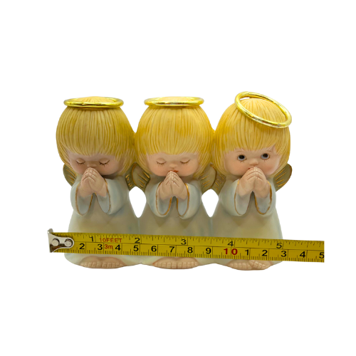 VTG Three Praying Angels "Peeking Naughty Angel"  Ceramic Hallmark Figurine