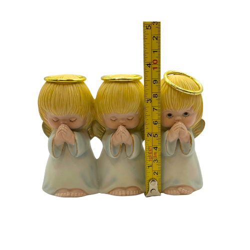 VTG Three Praying Angels "Peeking Naughty Angel"  Ceramic Hallmark Figurine