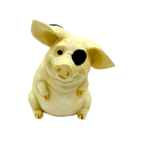 1990s Sealmark Ceramic Playful Pigs Tumbling Figurines White w/ Black Spots Country Farm Decor