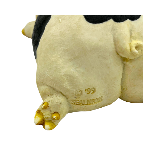 1990s Sealmark Ceramic Playful Pigs Tumbling Figurines White w/ Black Spots Country Farm Decor