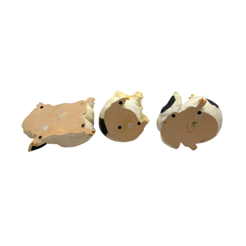 1990s Sealmark Ceramic Playful Pigs Tumbling Figurines White w/ Black Spots Country Farm Decor