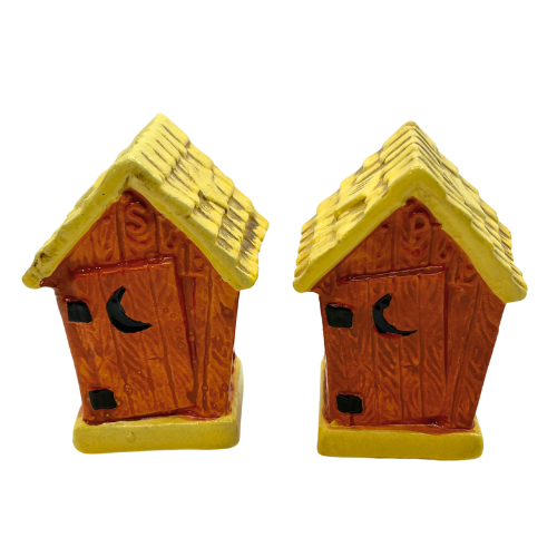 Vintage  Outhouse Themed Salt and Pepper Shakers Ceramic Made in Japan
