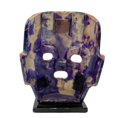 Vintage Mayan Aztec Inspired Mexican Death Mask Inlaid Abalone w/ Other Gemstones Handmade