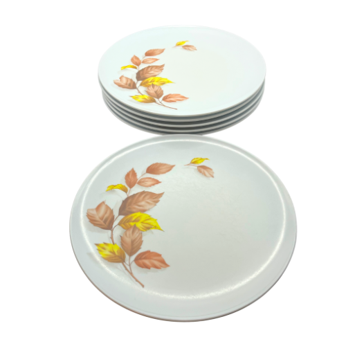 Vintage Texas Ware 9.5” Mel Mac Plates Leaves G-9 Brown Yellow Leaf Fall