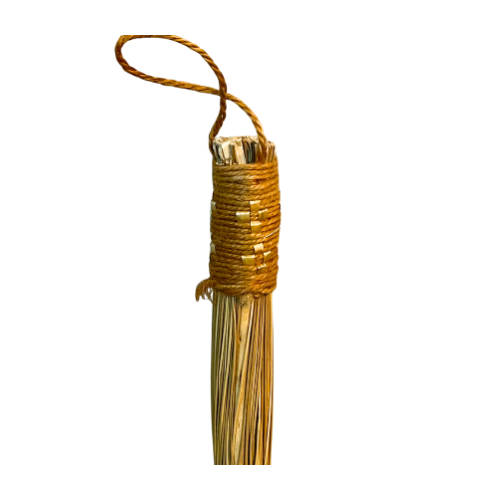 Primitive Straw Hearth/ Jumping Broom Decorative Natural Broom Twine Binding w/ Hanging Loop