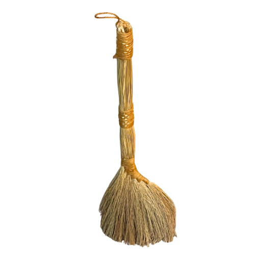 Primitive Straw Hearth/ Jumping Broom Decorative Natural Broom Twine Binding w/ Hanging Loop
