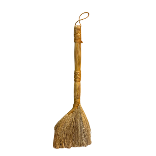 Primitive Straw Hearth/ Jumping Broom Decorative Natural Broom Twine Binding w/ Hanging Loop