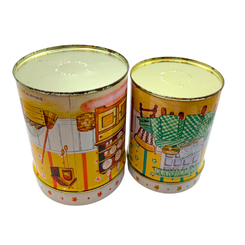 (2) 1985 House of Lloyd INC Little Baker Girls Metal Kitchen Canisters -AS IS