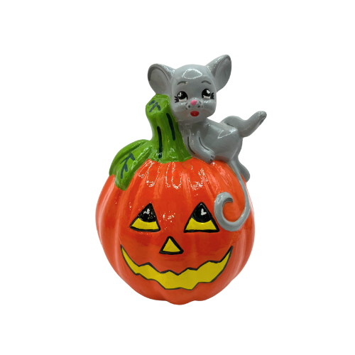 3 Vintage Ceramic Halloween Jack -O- Lanterns Figurines  Hand Painted