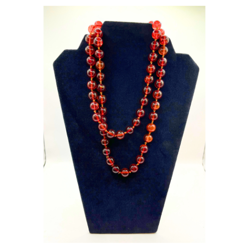 * Vintage Baltic Amber Round Beaded Hand Knotted Necklace 20"