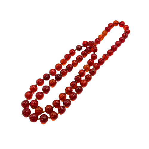 * Vintage Baltic Amber Round Beaded Hand Knotted Necklace 20"