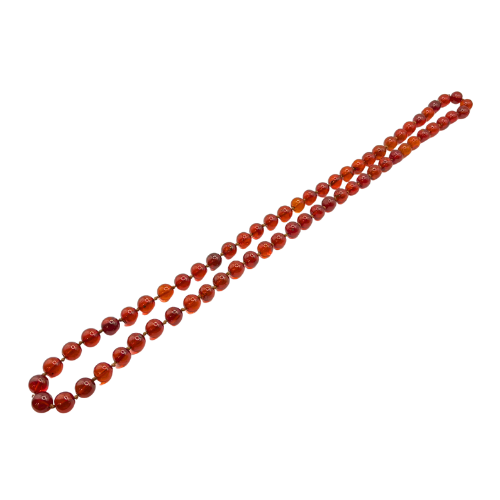 * Vintage Baltic Amber Round Beaded Hand Knotted Necklace 20"