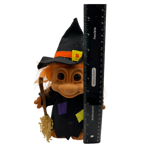 Large 90s Russ Berrie Troll Kidz Halloween Witch Costume Hard Body 10"
