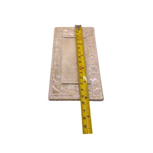 Vtg Ceramic Butter Dish Basket Weave Fruit and Floral Design Iridescent Cream Glaze 1970s Kitchen Decore