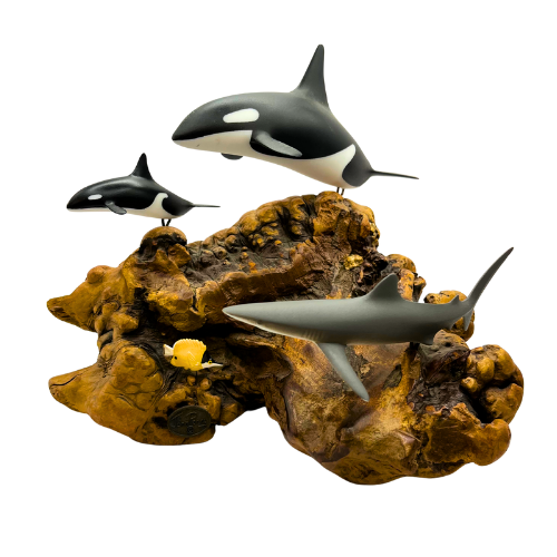 John Perry Orca Killer Whales Shark Under Water Sculpture