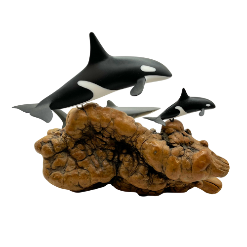 John Perry Orca Killer Whales Shark Under Water Sculpture