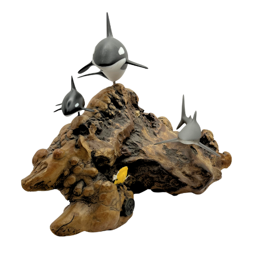 John Perry Orca Killer Whales Shark Under Water Sculpture