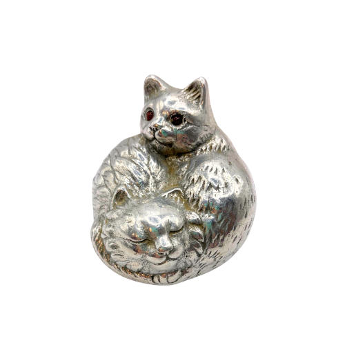 Vtg  Arthur Court Kitty Cat Paperweight with Carnelian Eyes Signed & Dated 1992