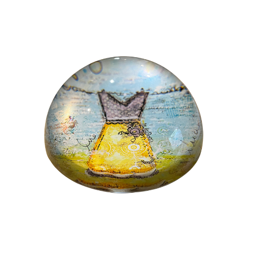 * 3" Christy Tomlinson Designs Paperweight New With Tags Yell and Gray Vintage Inspired Dress