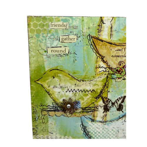 Christy Tomlinson Fiends Gather Round Bird Wall Art Hanging Plaque 9" by 9"