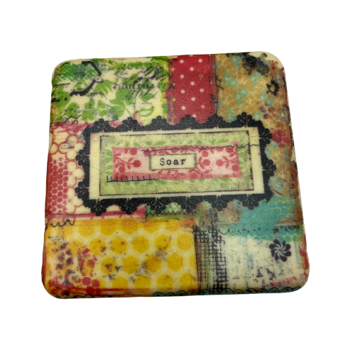 New Christy Tomlinson Designs Inspire Coasters Set of 4 Cork Back 3.75" by 3.75"