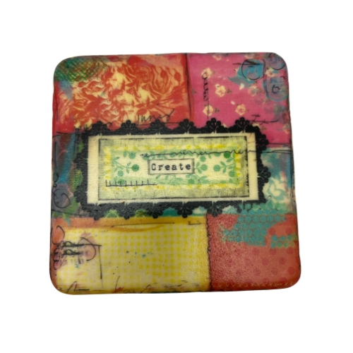 New Christy Tomlinson Designs Inspire Coasters Set of 4 Cork Back 3.75" by 3.75"