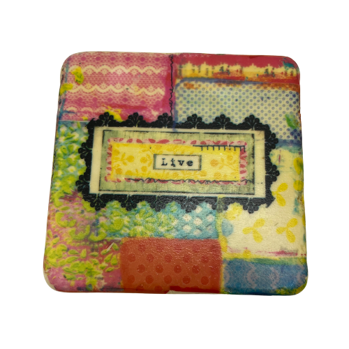 New Christy Tomlinson Designs Inspire Coasters Set of 4 Cork Back 3.75" by 3.75"