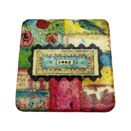 New Christy Tomlinson Designs Inspire Coasters Set of 4 Cork Back 3.75" by 3.75"
