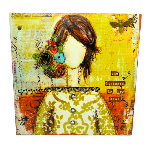 Christy Tomlinson "She listened to her soul" Wall Art Hanging Plaque 9" by 9"