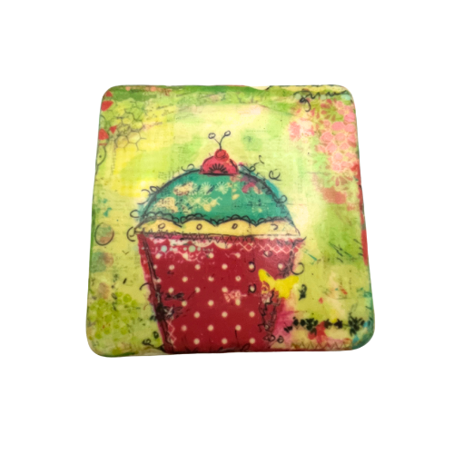 Christy Tomlinson Designs Cupcake Coasters Cork Backing New Set of 4