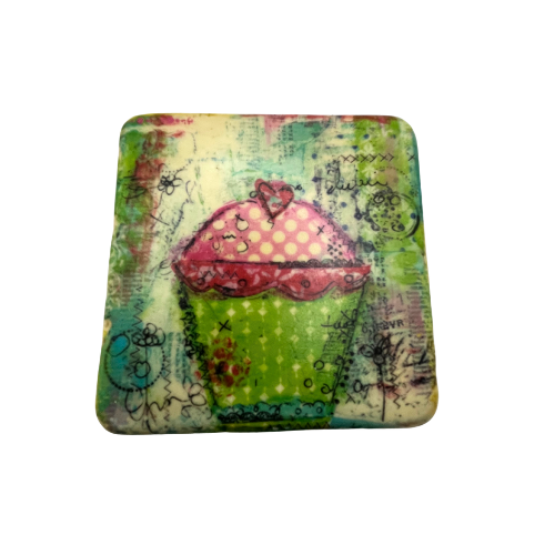 Christy Tomlinson Designs Cupcake Coasters Cork Backing New Set of 4