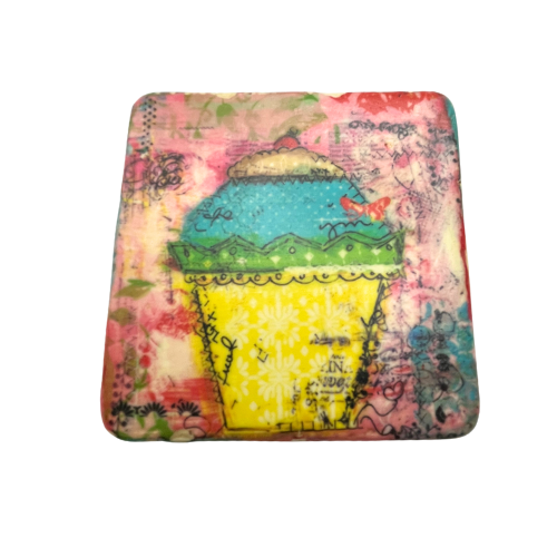 Christy Tomlinson Designs Cupcake Coasters Cork Backing New Set of 4