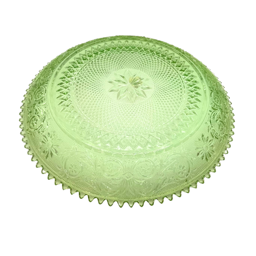 Vintage 12" Tiara Chantilly Green Sandwich Serving Platter by Indiana Glass Company with Sticker
