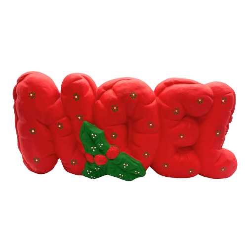 1986 NOEL Christmas Greeting Card Holder Hand Painted Ceramic