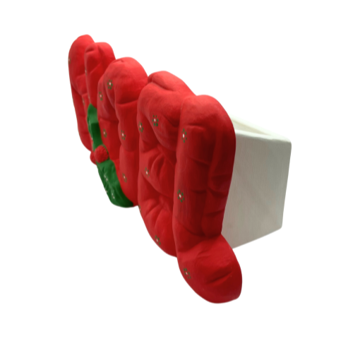 1986 NOEL Christmas Greeting Card Holder Hand Painted Ceramic