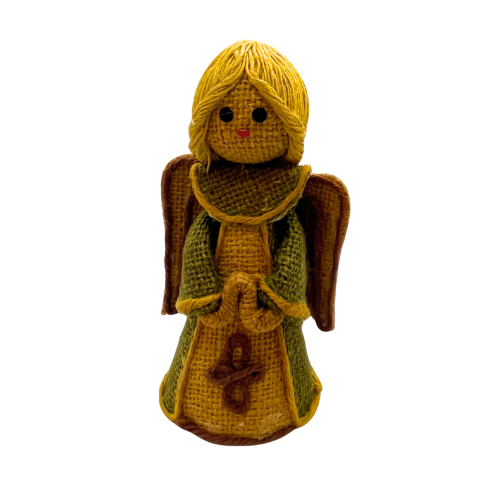 Vintage Burlap Christmas Angel Mid Century Rustic Cone Ornament 7" Tall