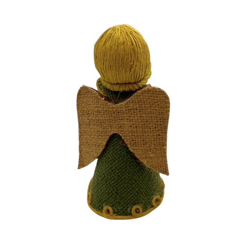 Vintage Burlap Christmas Angel Mid Century Rustic Cone Ornament 7" Tall