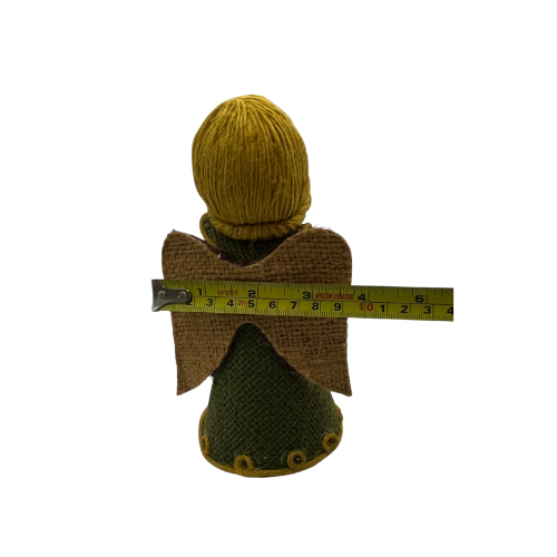 Vintage Burlap Christmas Angel Mid Century Rustic Cone Ornament 7" Tall