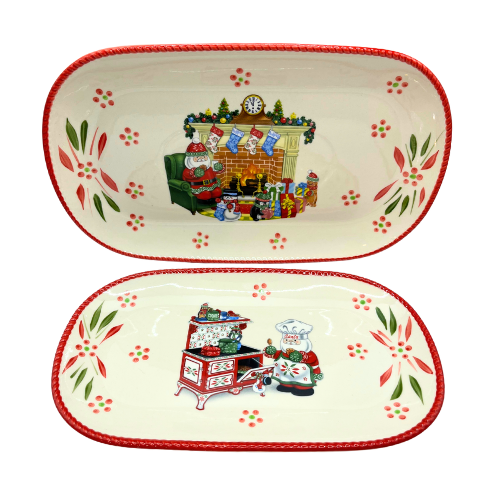 Temptations Old World Holiday Christmas Oval Platters Set of 2
