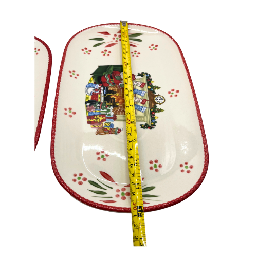 Temptations Old World Holiday Christmas Oval Platters Set of 2