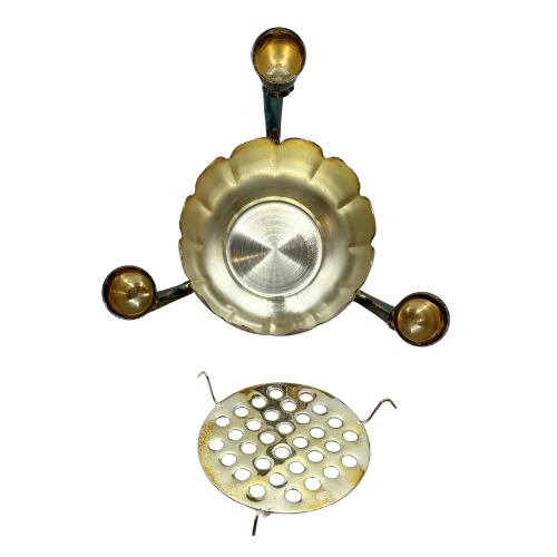 Vintage Lotus Flower Candle Holders Silver Plated Flower Frog Centerpiece Bowl with Patina Made in Hong Kong