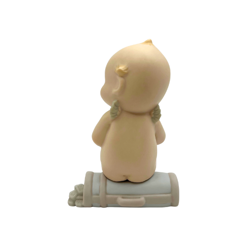 Vtg Kewpie Doll Golfer Sitting On Clubs Bisque Blue Wing Cherub Figurine 1991