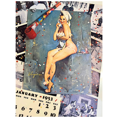 Vtg The Fabulous Fifties 1953 Calendar Art by Gil Elvgren ~ 1981, 2016 Repeating Calendar Years  17" by 11"  *See Description