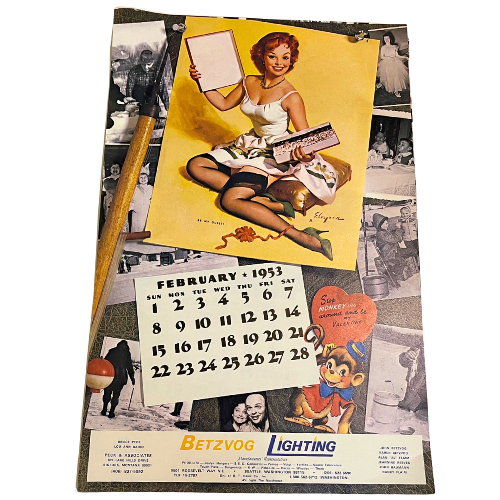 Vtg The Fabulous Fifties 1953 Calendar Art by Gil Elvgren ~ 1981, 2016 Repeating Calendar Years  17" by 11"  *See Description