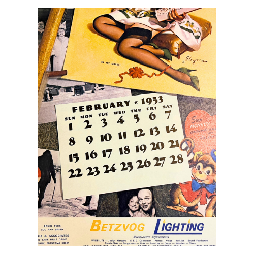 Vtg The Fabulous Fifties 1953 Calendar Art by Gil Elvgren ~ 1981, 2016 Repeating Calendar Years  17" by 11"  *See Description