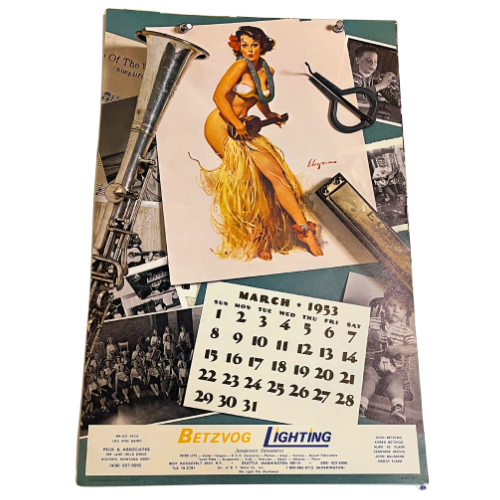 Vtg The Fabulous Fifties 1953 Calendar Art by Gil Elvgren ~ 1981, 2016 Repeating Calendar Years  17" by 11"  *See Description