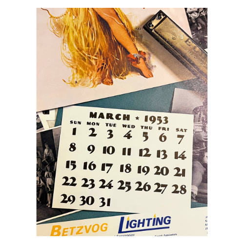 Vtg The Fabulous Fifties 1953 Calendar Art by Gil Elvgren ~ 1981, 2016 Repeating Calendar Years  17" by 11"  *See Description
