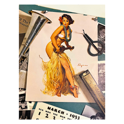 Vtg The Fabulous Fifties 1953 Calendar Art by Gil Elvgren ~ 1981, 2016 Repeating Calendar Years  17" by 11"  *See Description
